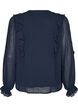 Skir blus med volanger och knytning, Bl&aring;, Packshot image number 1