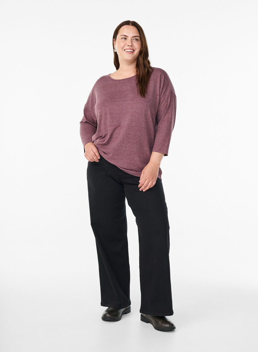 Jerseyblus med 3/4-&auml;rm, R&ouml;d, Model image number 1