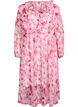 Blommig kl&auml;nning i chiffong med volanger och l&aring;nga &auml;rmar, Rosa, Packshot image number 0