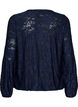 Skir blus med blommig textur och l&aring;nga &auml;rmar, Bl&aring;, Packshot image number 1