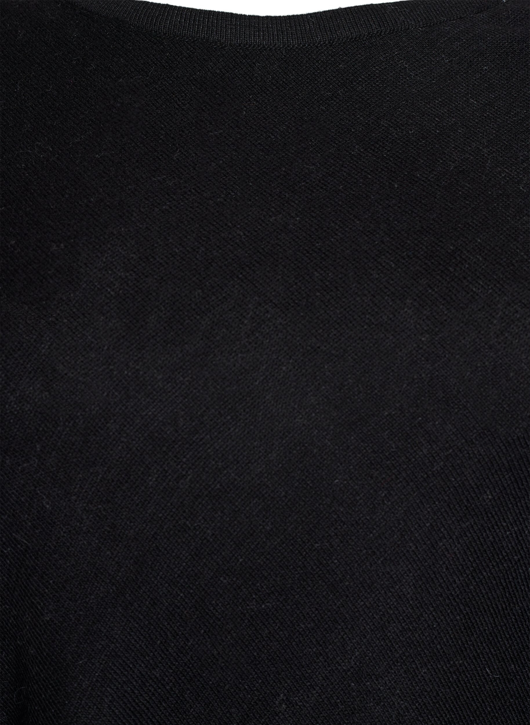 ZizziFin stickad poncho, Svart, Packshot image number 2