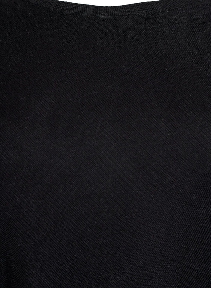 Fin stickad poncho, Svart, Packshot image number 2