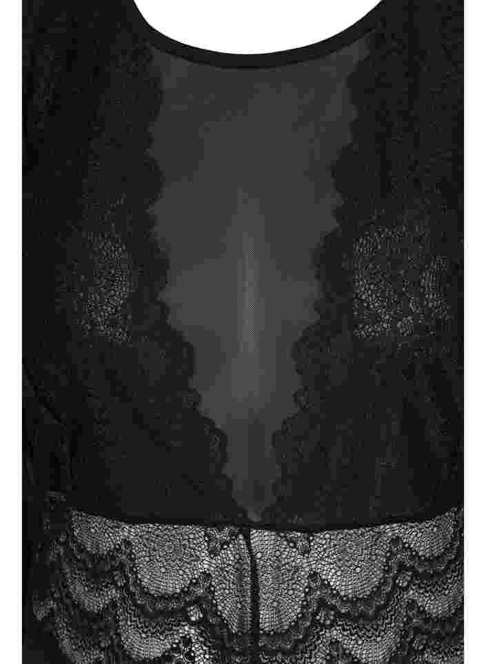 Body i meshtyg och spets, Black, Packshot image number 2