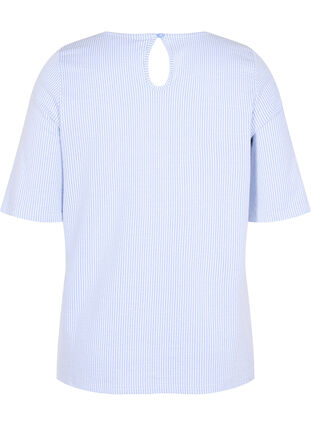 Randig blus med 3/4-ärmar, Lavender L Stripe, Packshot image number 1