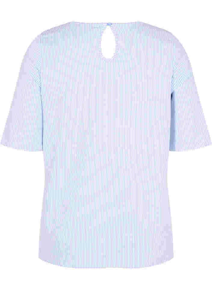 Randig blus med 3/4-ärmar, Lavender L Stripe, Packshot image number 1