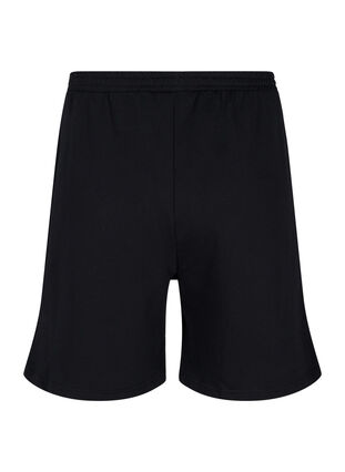 Shorts i sweatshirtmaterial med texttryck, Black, Packshot image number 1