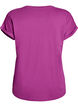 Kort&auml;rmad t-shirt i bomullsblandning, Lila, Packshot image number 1