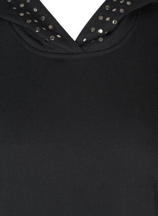 Lång sweatshirtsklänning med nitar, Black, Packshot image number 2