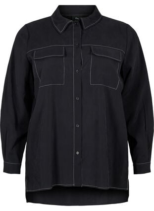 Skjorta med kontrastsömmar, Black, Packshot image number 0