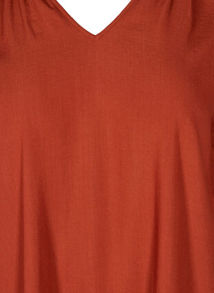 Långärmad tunika med v-ringning, Burnt Henna, Packshot image number 2