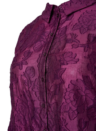 Lång jacquard skjorta, Dark Purple, Packshot image number 2