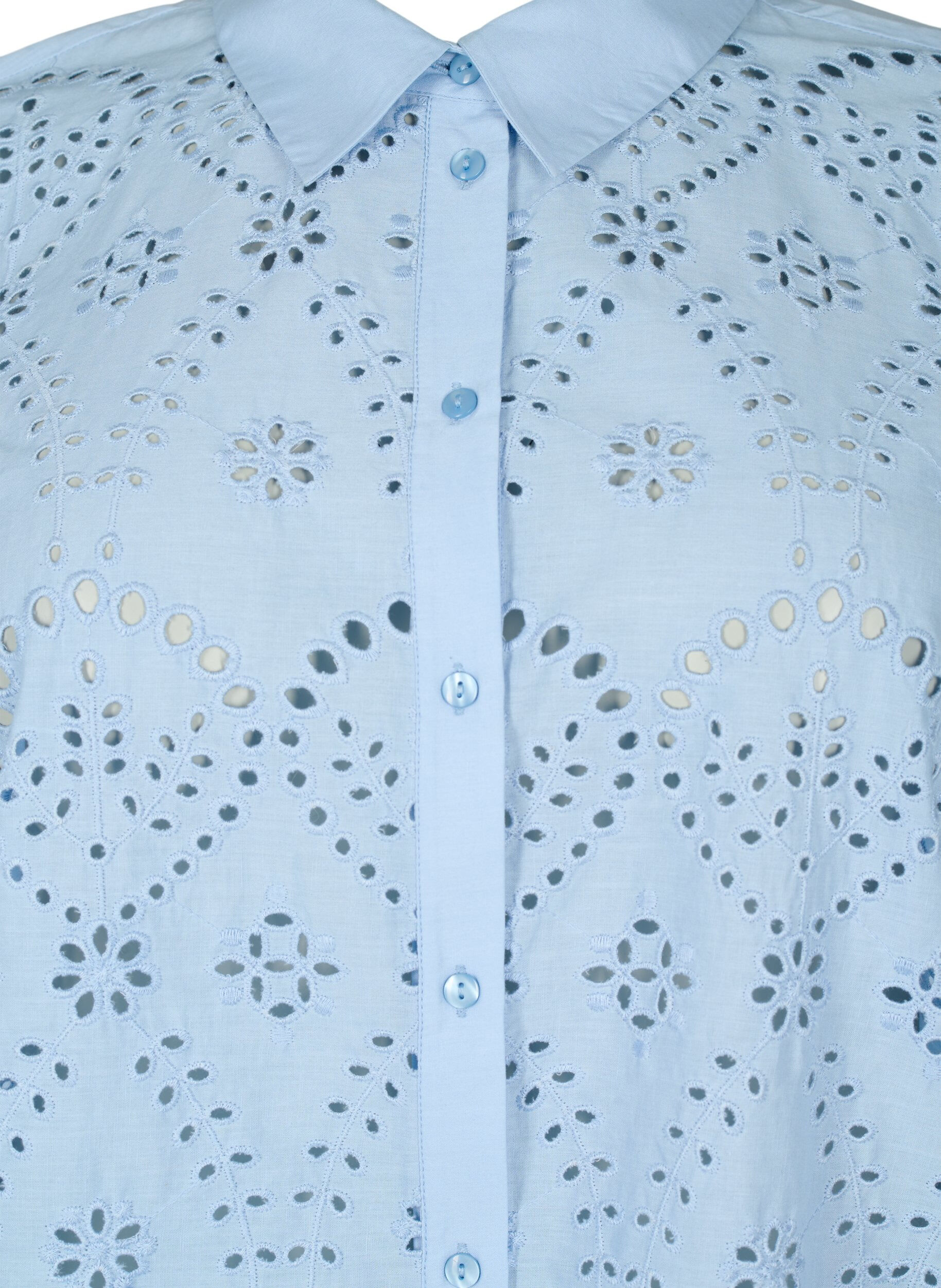 Zizzi Bomullsskjorta med broderi anglaise, Chambray Blue, Packshot image number 2