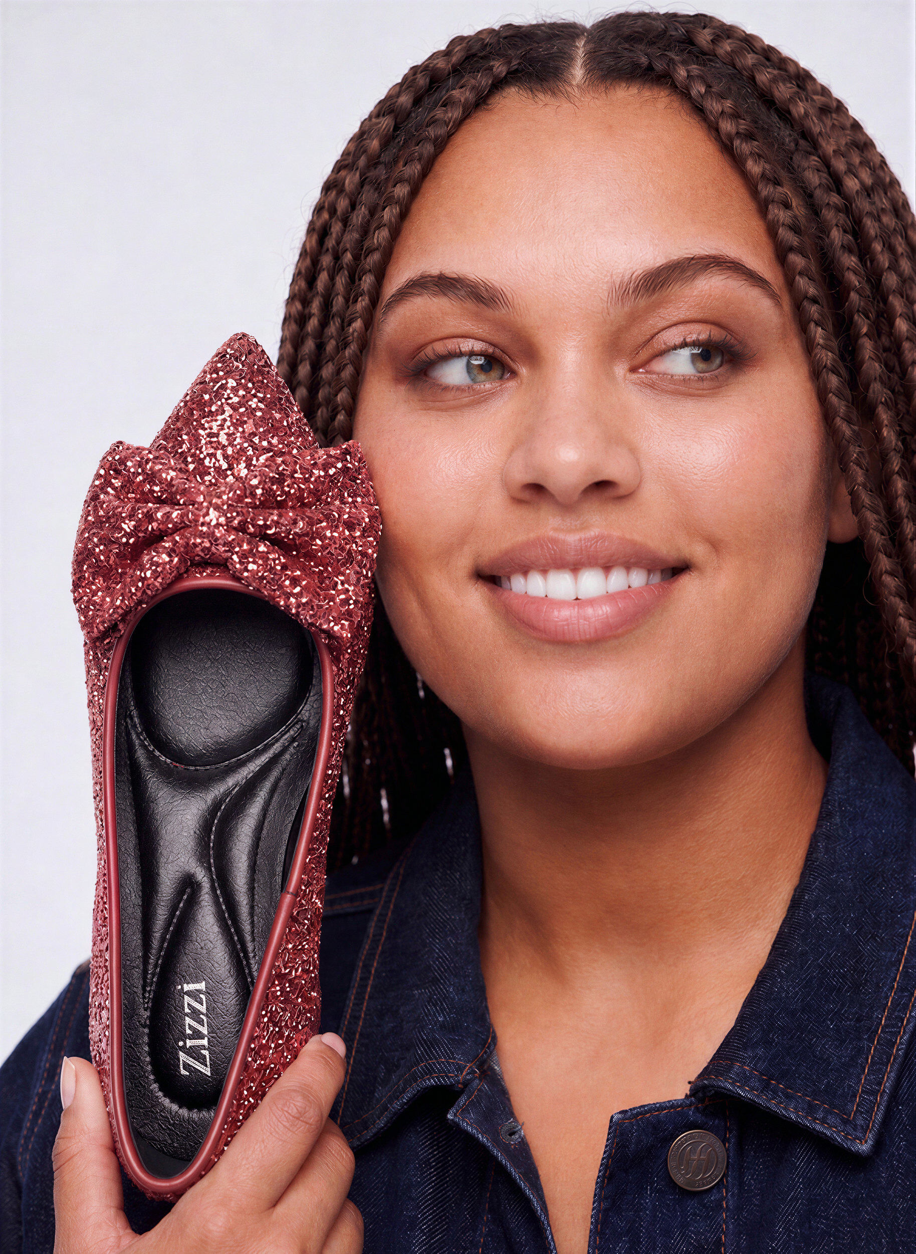 Extra Wide Fit - Glittrig pumps med rosett