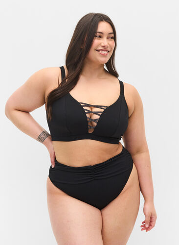 Bikinitrosa med hög midja och hög benskärning, Black, Model image number 0