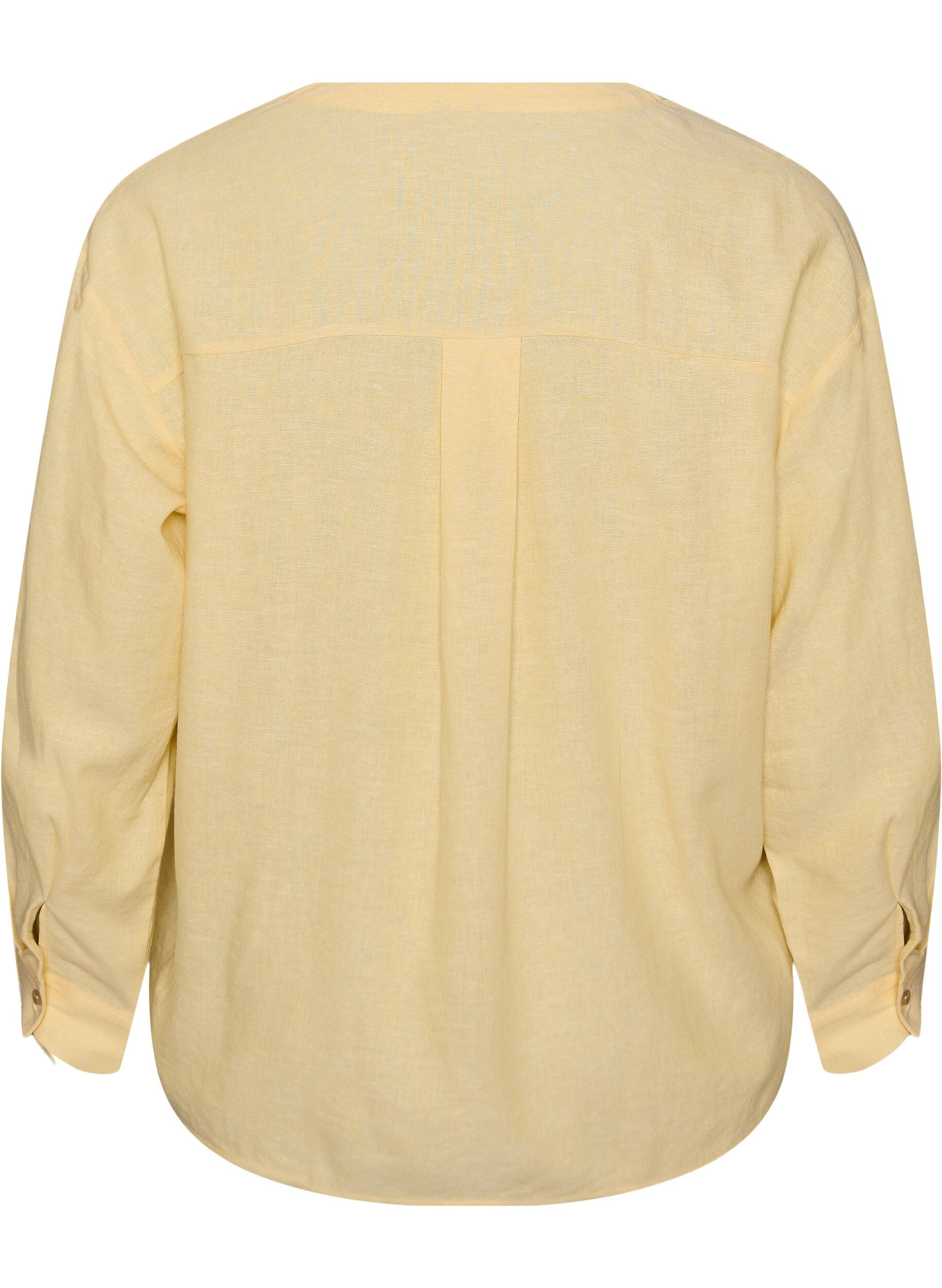 Zizzi Blus i linne och viskos med v-ringning, 1211, Packshot image number 1