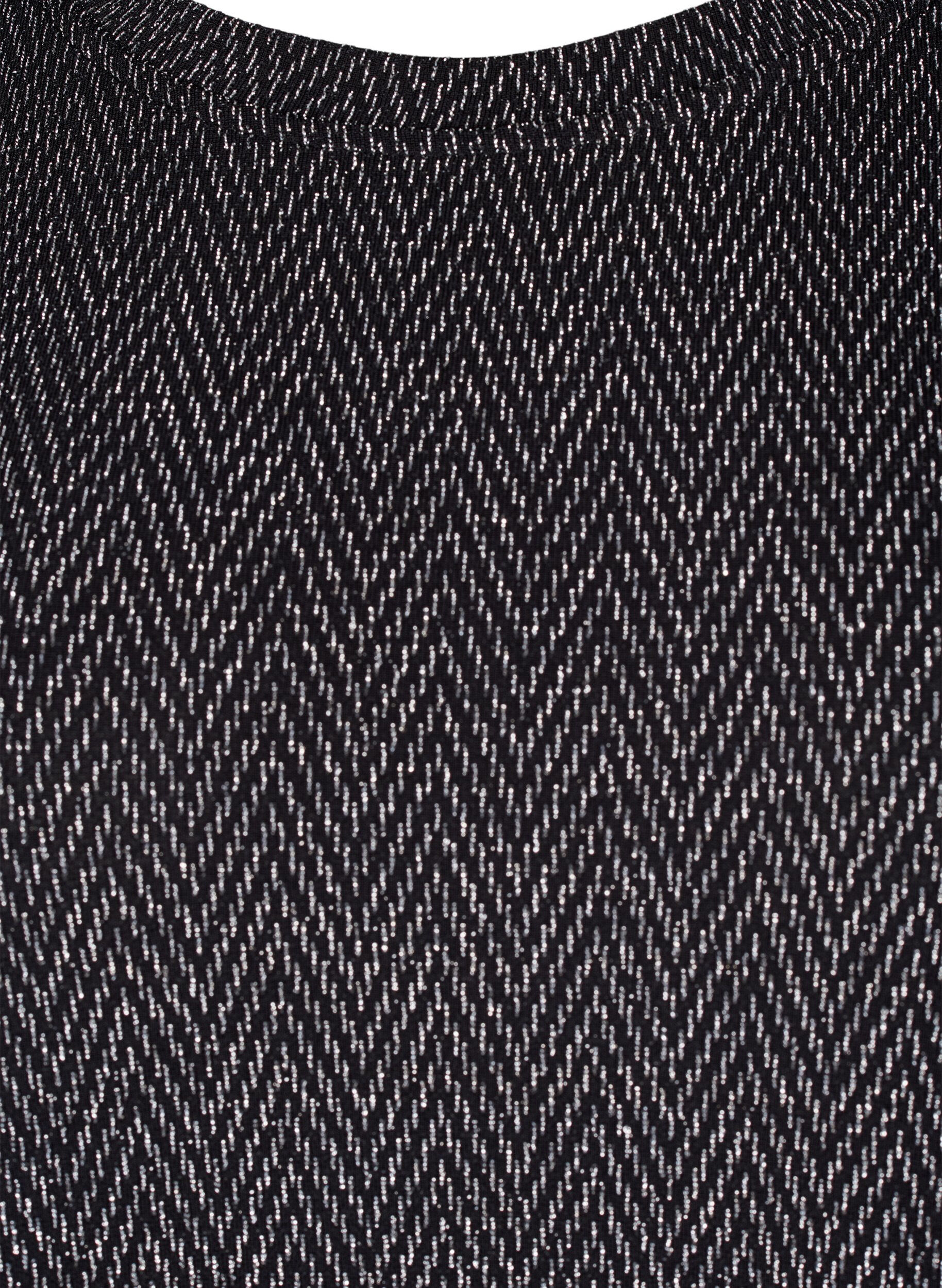 Zizzi Kl&auml;nning med sicksackm&ouml;nster och glitter, Silver ZigZagShimmer, Packshot image number 2