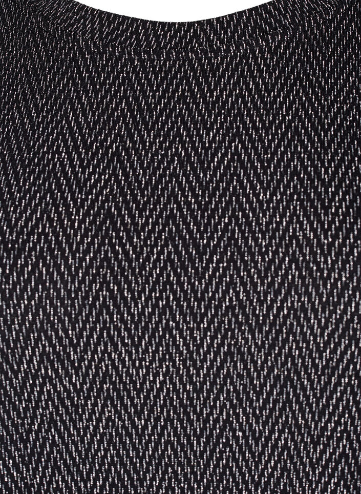Klänning med sicksackmönster och glitter, Silver ZigZagShimmer, Packshot image number 2
