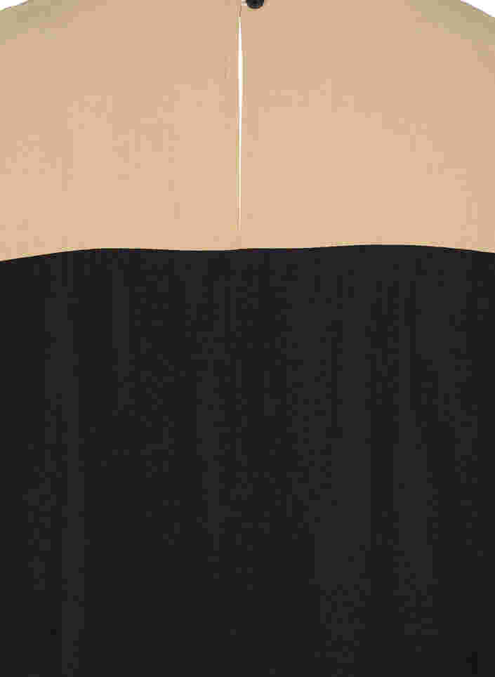 VisMidiklänning i viskos med färgblock, Black Comb, Packshot image number 3