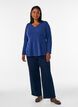 Blus i jersey med ribbad textur och a-linjeformad passform, Bl&aring;, Model image number 1