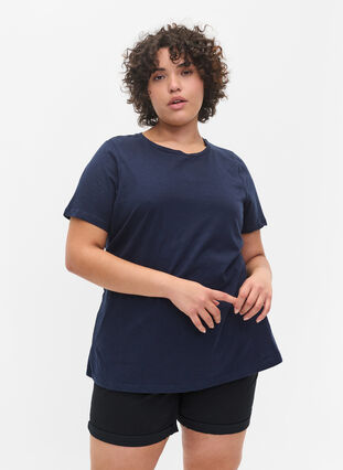 2-pack kortärmade t-shirtar i bomull, Navy B/Reseda, Model image number 0