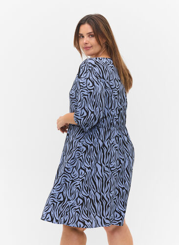 Klänning med knappar och 3/4 ärmar, Blue Zebra, Model image number 1