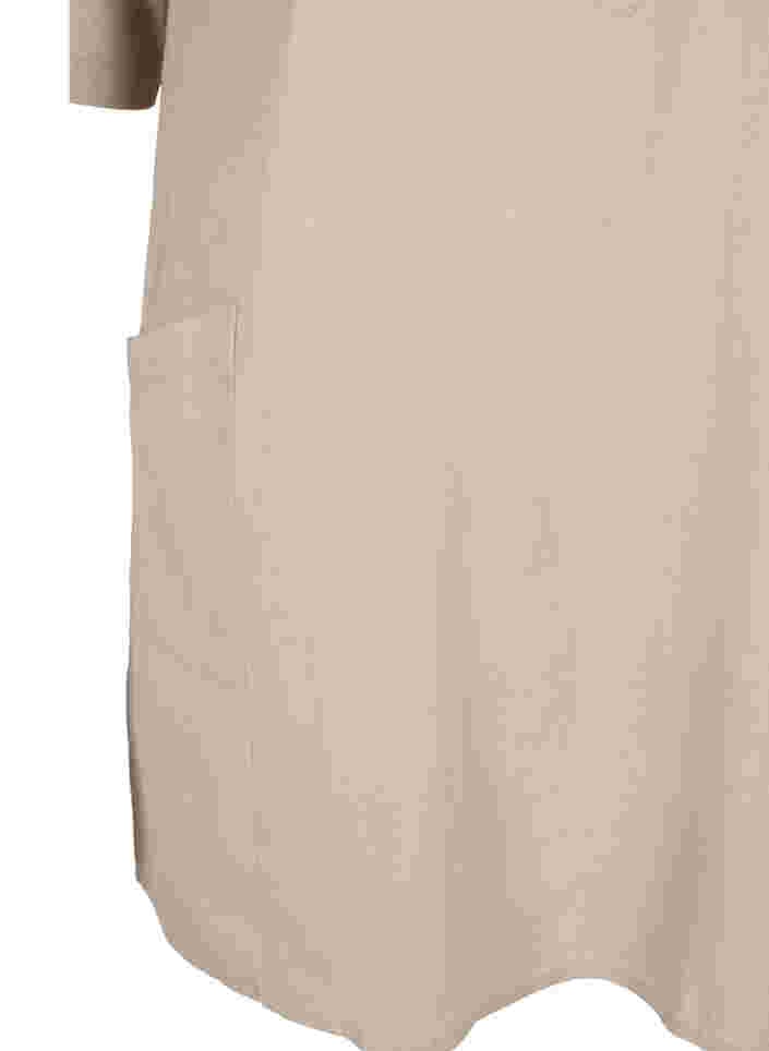 Kortärmad bomullstunika med fickor, Simply Taupe, Packshot image number 3