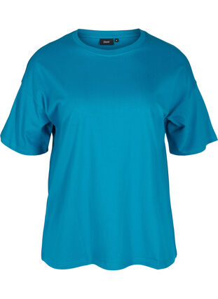 Kortärmad t-shirt i bomull, Fjord Blue, Packshot image number 0