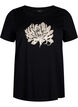 T-shirt med motiv, Black w. Flower, Packshot image number 0