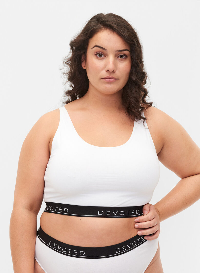 Bomulls-bh med justerbara band, Vit, Model image number 0