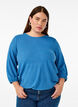 Blus med struktur och 3/4-&auml;rmar, Bl&aring;, Model image number 0