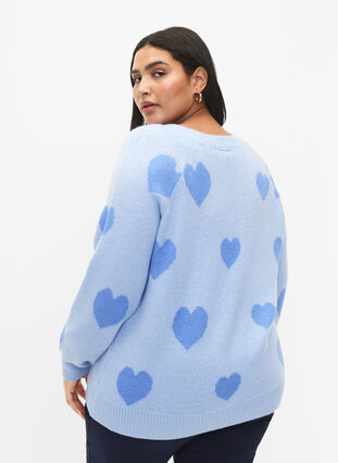 Pullover med hjärtan, Ch. Blue/Blue Bonnet, Model image number 1