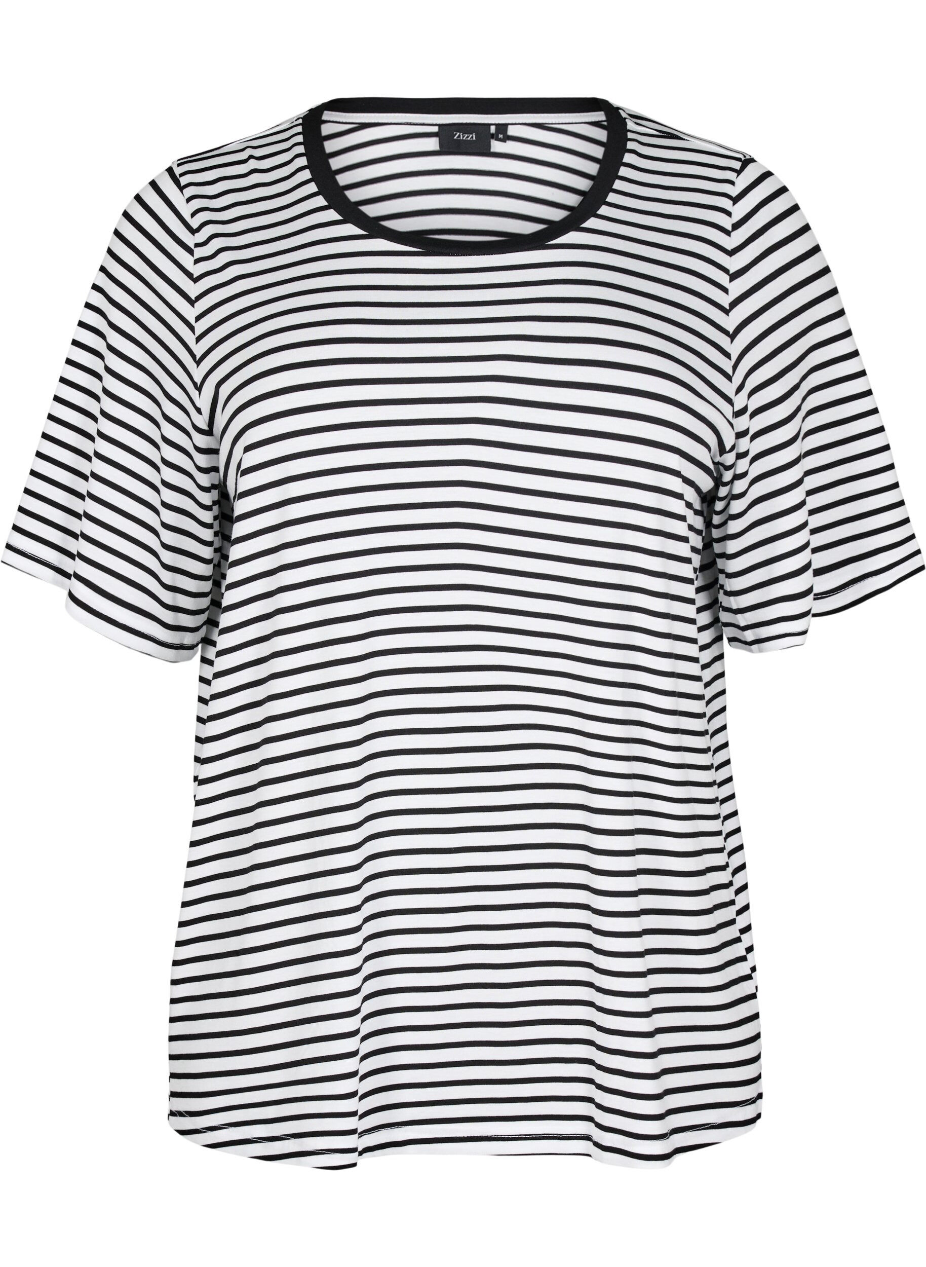 Zizzi T-shirt i TENCEL&trade; Lyocell med r&auml;nder, Vit, Packshot image number 0