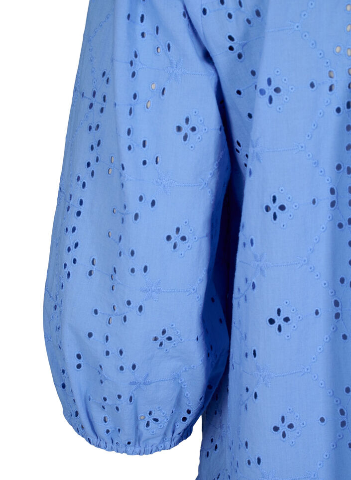Skjortklänning i bomull med anglaise-broderier, Marina, Packshot image number 3