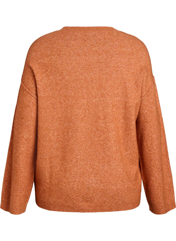 L&ouml;st stickad tr&ouml;ja med framtr&auml;dande s&ouml;mmar, Orange, Packshot image number 1