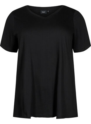 A-linjeskuren t-shirt med korta ärmar, Black, Packshot image number 0
