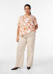 Viscose blouse with floral print and short sleeves, Vanilla, Model image number 1