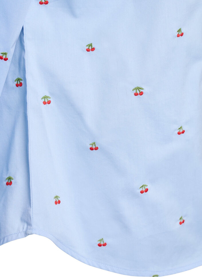 Skjorta med broderade k&ouml;rsb&auml;r, Bl&aring;, Packshot image number 3