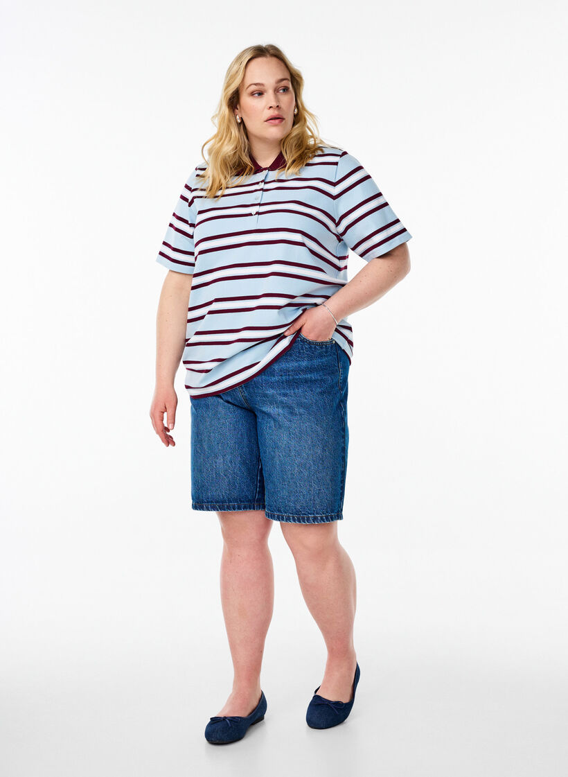 Kortärmad polotröja, Blå, Model image number 1