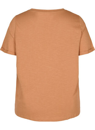 Kortärmad t-shirt i bomull, Pecan Brown, Packshot image number 1