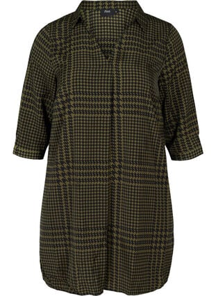 Mönstrad tunika med 3/4 ärmar, Ivy green/Black, Packshot image number 0