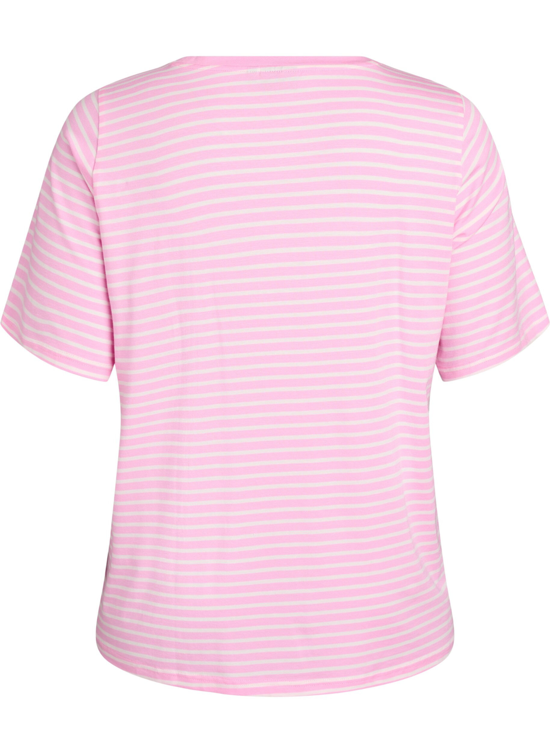 Zizzi T-shirt i TENCEL&trade; Lyocell med r&auml;nder, Rosa, Packshot image number 1