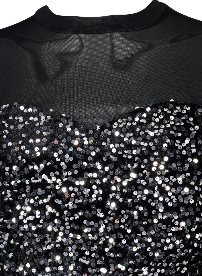 Glitterklänning med paljetter, Black w. Silver, Packshot image number 2