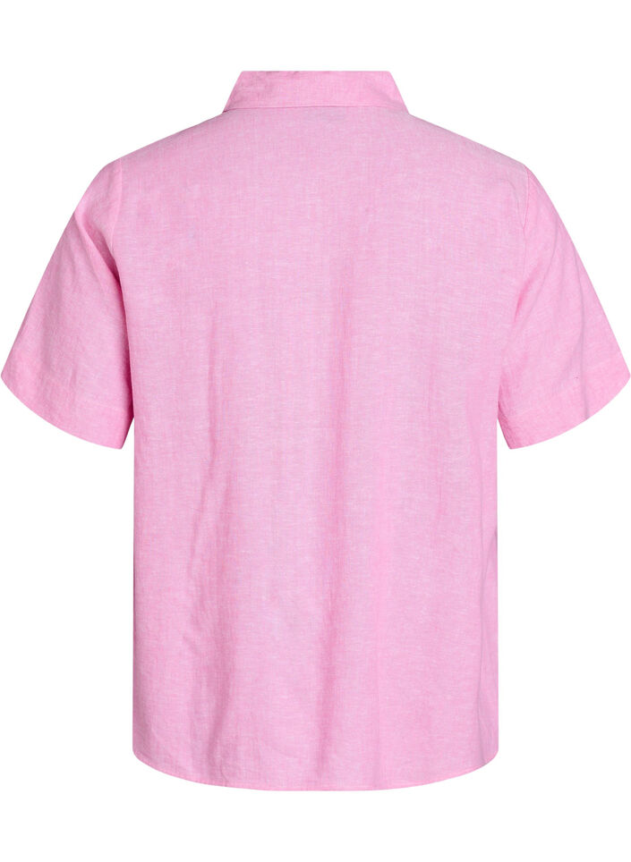 Kort&auml;rmad skjorta i linne och viskos, Rosa, Packshot image number 1