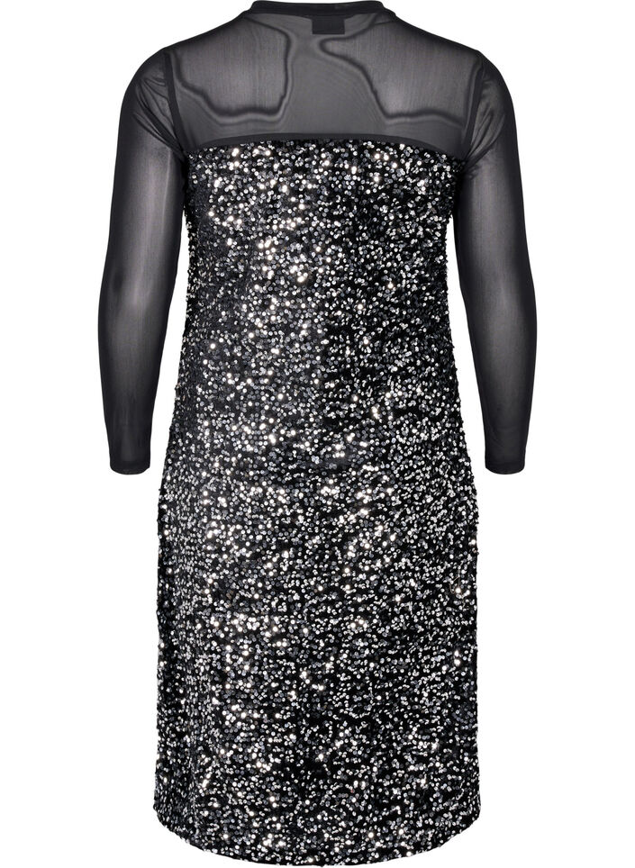 Glitterklänning med paljetter, Black w. Silver, Packshot image number 1