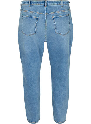 Croppade mom fit jeans med hög midja, Light blue denim, Packshot image number 1
