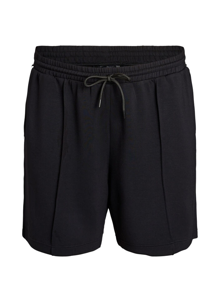 Shorts med h&ouml;g midja och randiga detaljer, Svart, Packshot image number 0