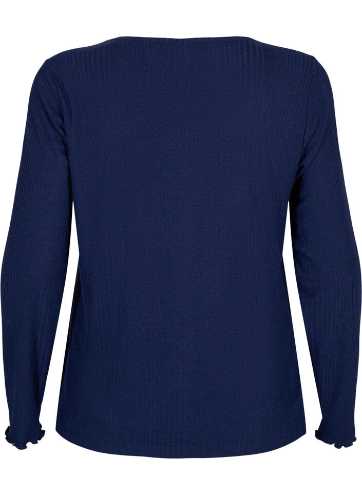 Långärmad blus med randigt mönster, Night Sky Mel., Packshot image number 1