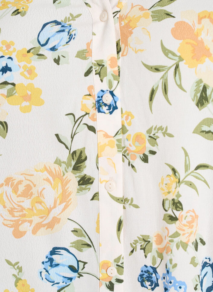 Blus i viskos med m&ouml;nster och kn&auml;ppning, Vanilla, Packshot image number 2