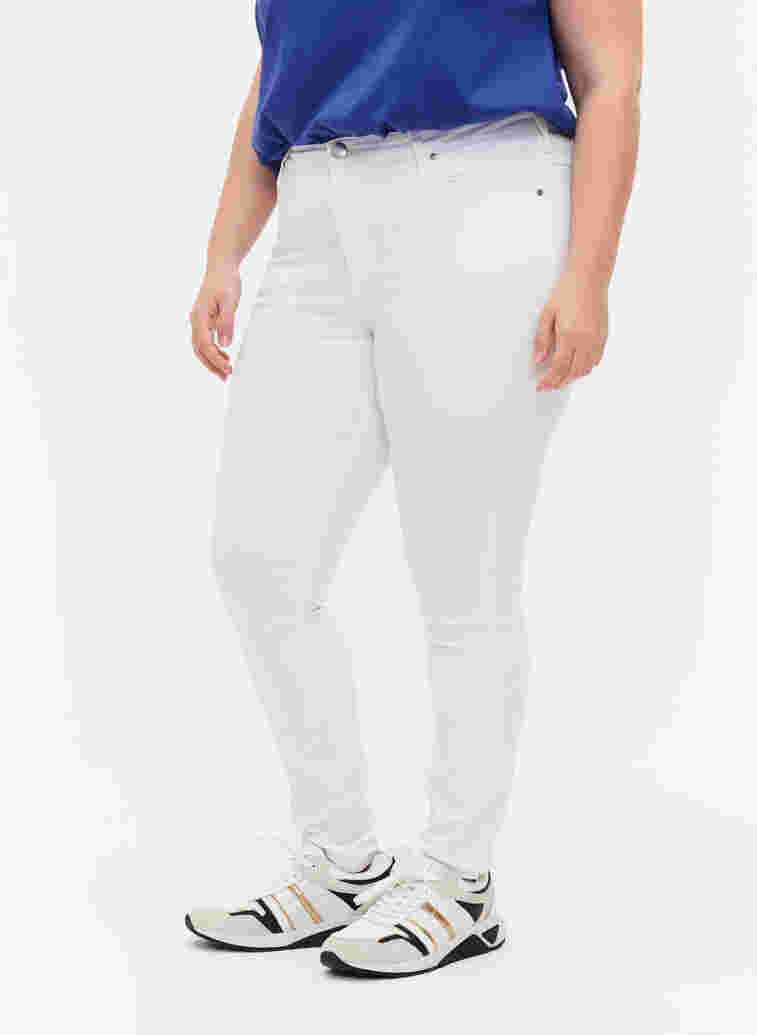 Super slim Amy jeans med hög midja, White, Model image number 2