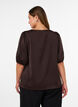 Blus i satin med rosetter och halvl&aring;nga &auml;rmar, Brun, Model image number 2